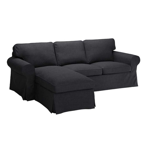 EKTORP Cover 3-seat Sofa W Chaise Longue, Hillared Anthracite