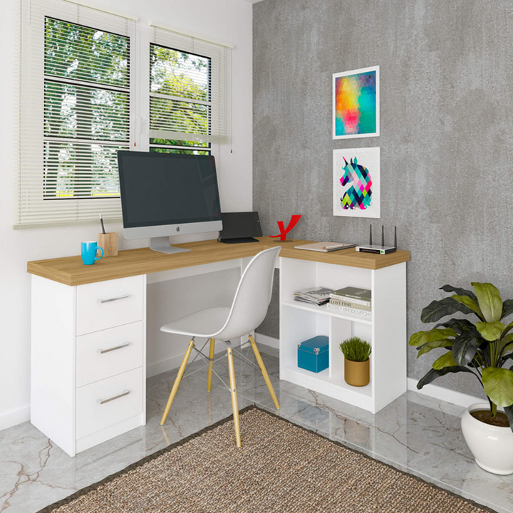  Araraquara Desk, Workstation,Elm,White
