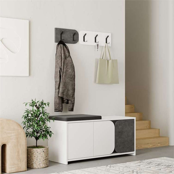 Altinova Shoe Storage Cabinet White &amp; Retro Grey