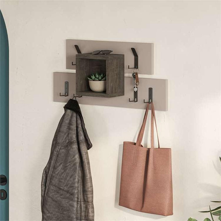 Cayiralan Mocha Grey and Dark Coffee Wall Mounted Coat Rack