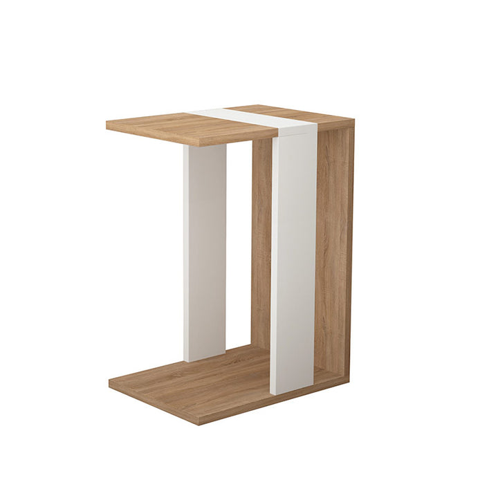 Elazıg C Table Oak &amp; White Modern Side Table