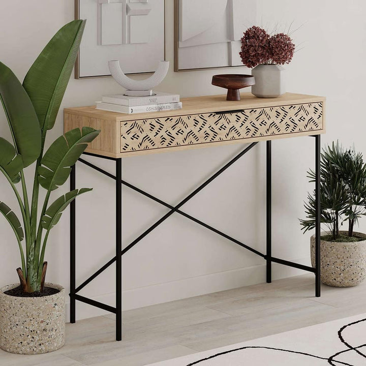 Heaton Console Table Oak Modern Hallway &amp; Entry Table