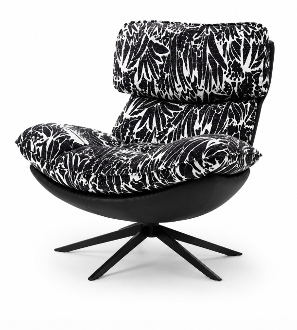 Lenatanran Lounge Chair,Swivel Armchair, black&amp;white