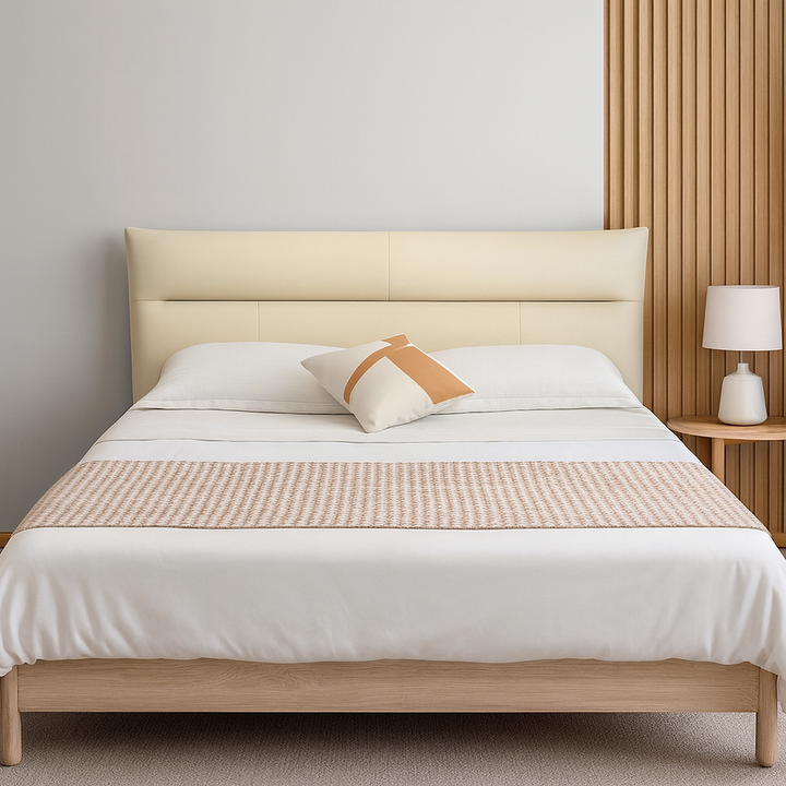 Lenaranlo Bed, Apricot,Queen Size,Solid Wood Bed