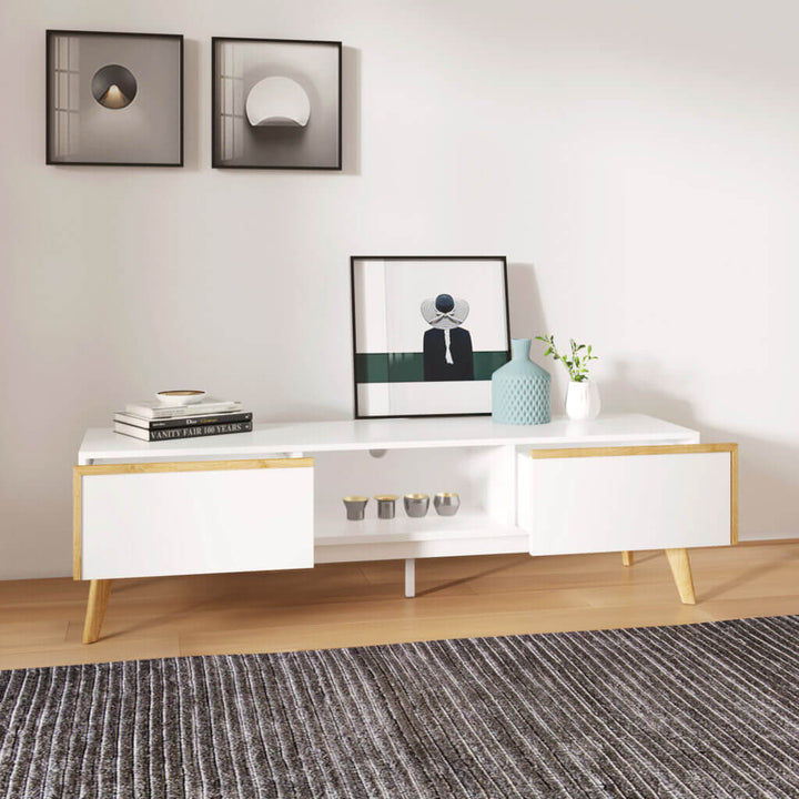 Michigan TV cabinet, TV stand White/Oak, 150cm