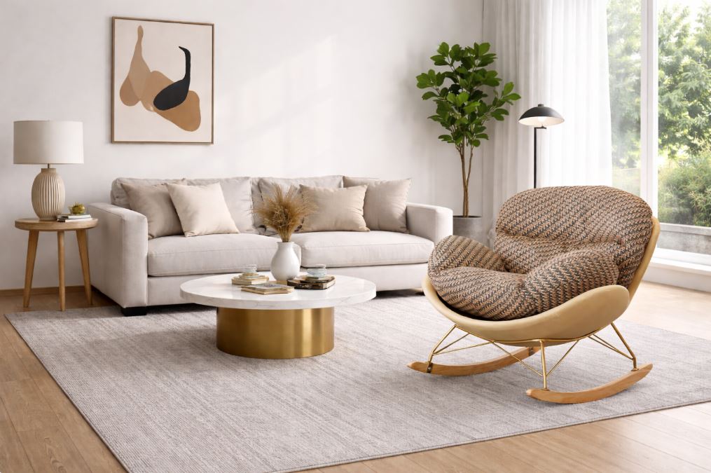 Nilepibari Contemporary Rocking Chair,Camel