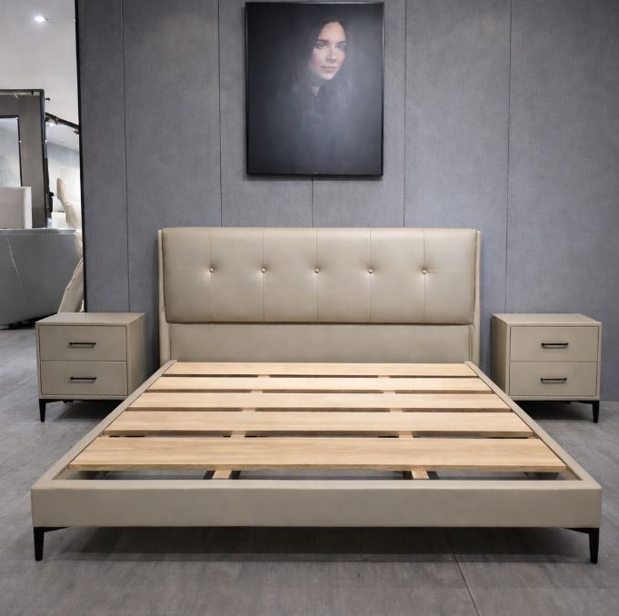 Riongaran Bed Combo (1 bed &amp;2 bedside tables),Beige