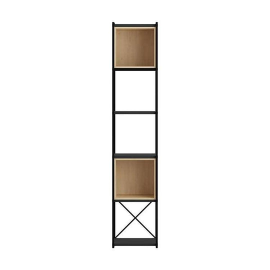 Savuca Bookcase Silky Black Oak Modern Display Shelf
