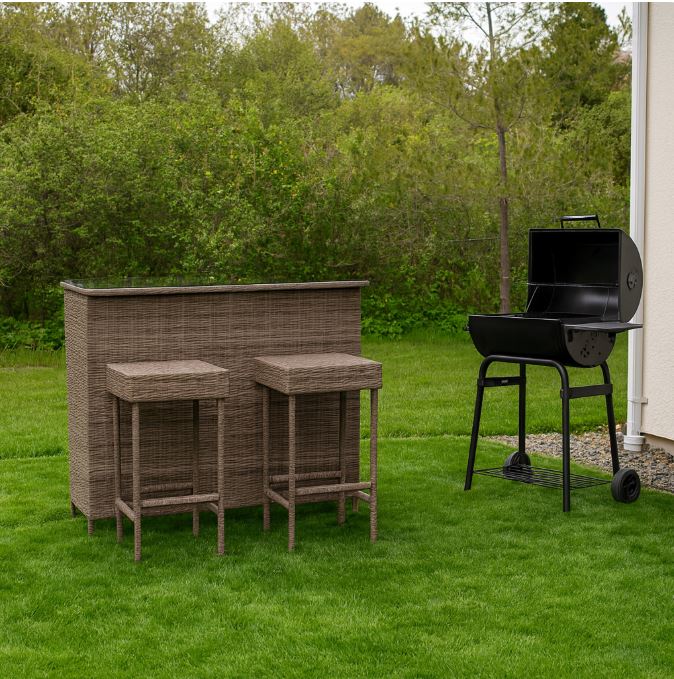 Yangkavik Outdoor Steel Bar Set, Brown &amp; Beige