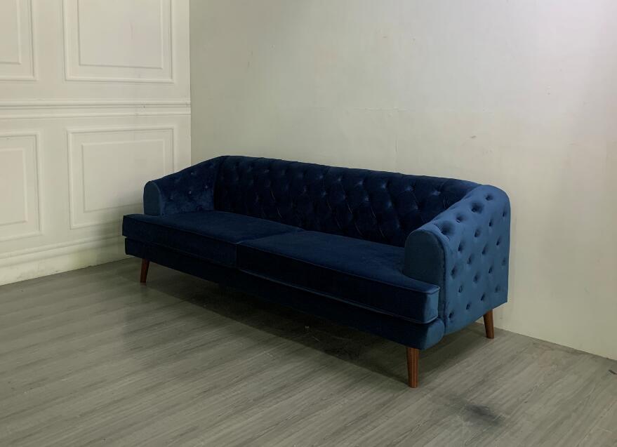 IDIYA SALEM chesterfield 3 seater Sofa-blue