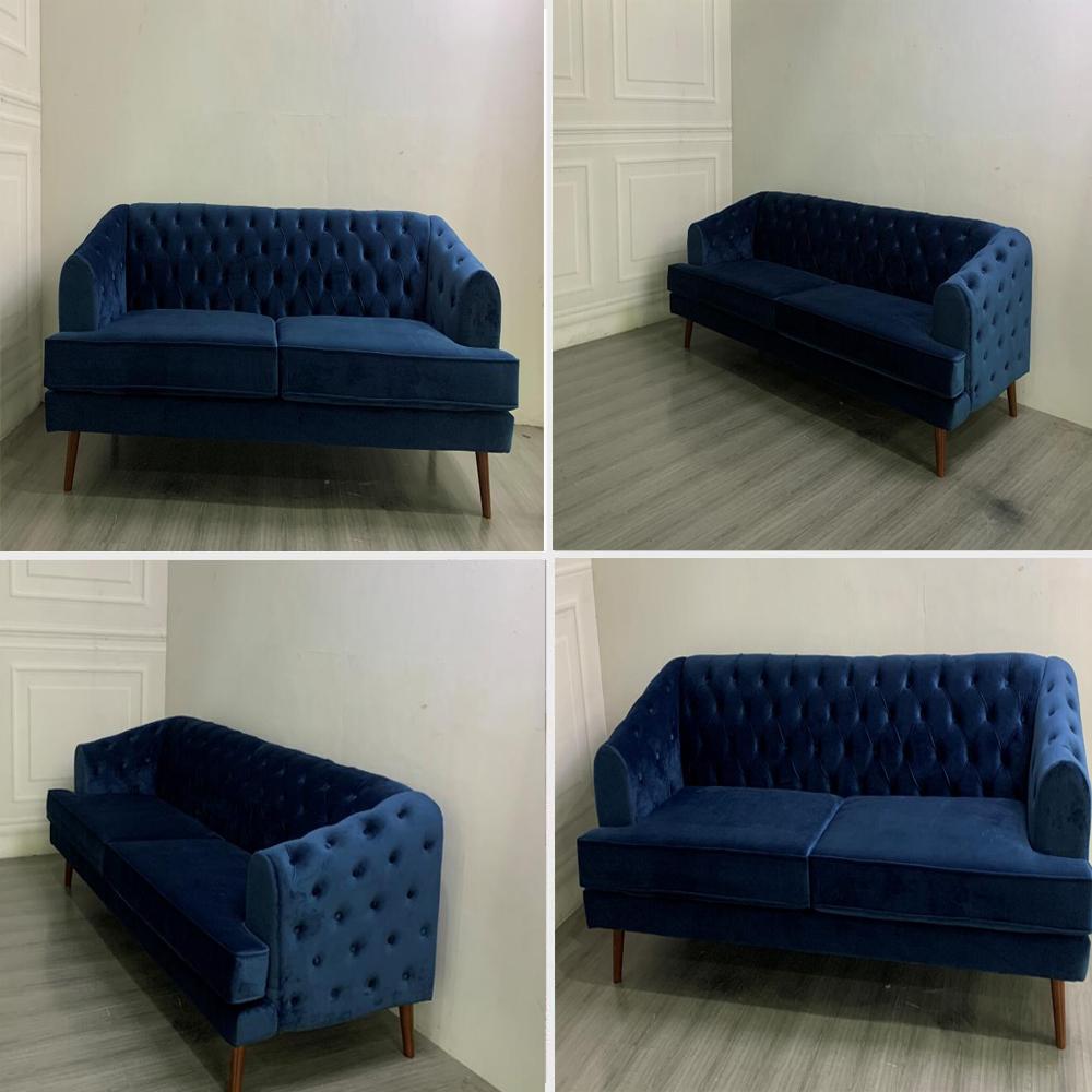 IDIYA SALEM chesterfield 3 seater Sofa-blue