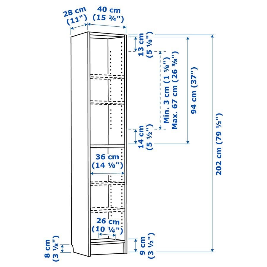 IKEA BILLY Bookcase, 40x202cm