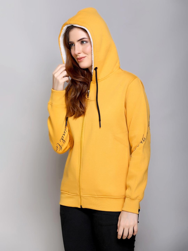 Ladies Zipper Sweatshirt - 9061SS-9061SS-MUSTARD-L