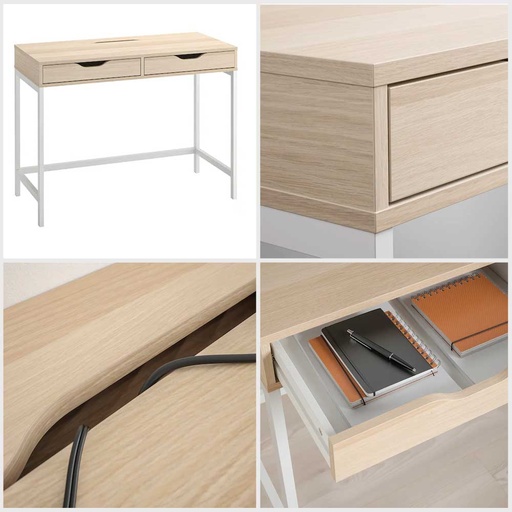 IKEA ALEX Desk White Stained, Oak Effect 100X48 cm