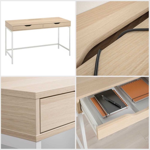 IKEA ALEX Desk White Stained, Oak Effect 132X58 cm