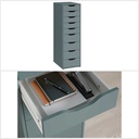 Ikea ALEX Drawer unit with 9 drawers grey-turquoise 36x116 cm