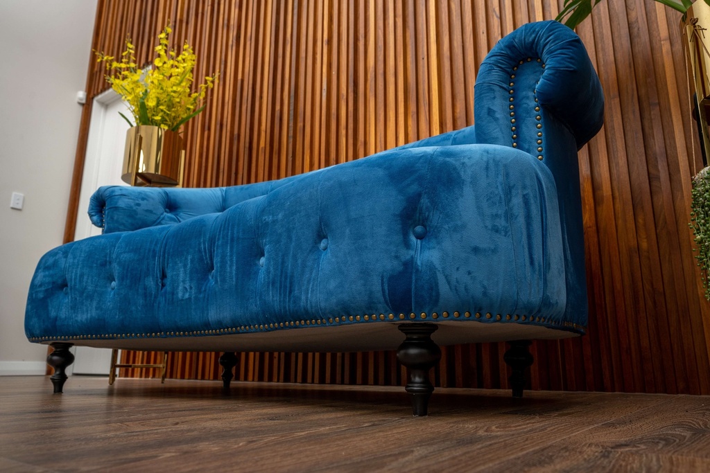 Sheffield chesterfield 2 couch ,bright blue