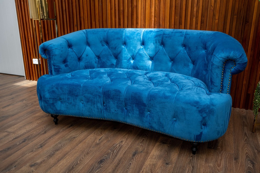 Sheffield chesterfield 2 couch ,bright blue