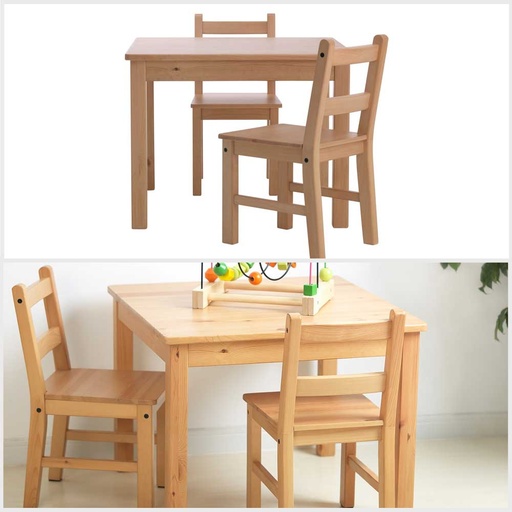 IKEA BarnKALAS Children's Table with 2 Chairs, Light Antique Stain