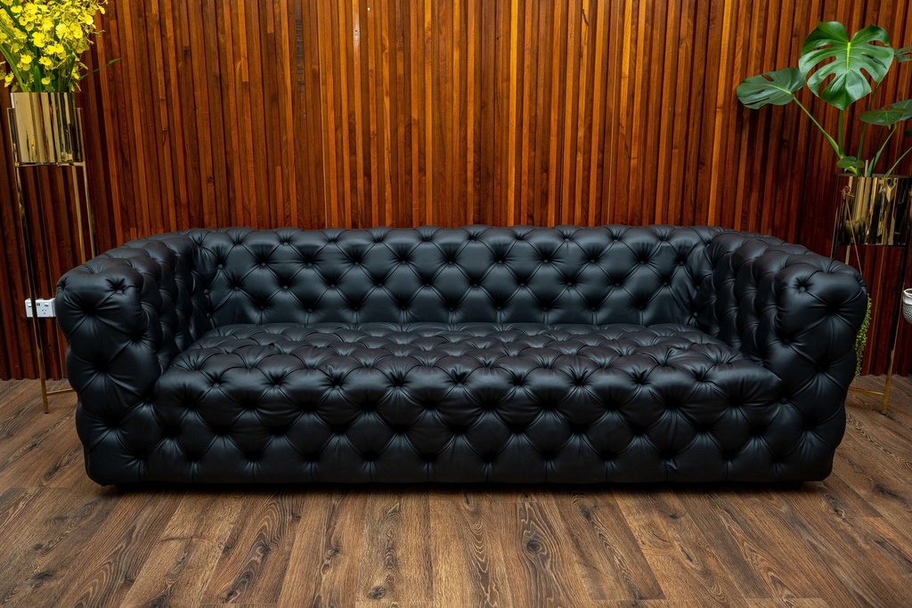 Idiya plymouth leather couch,3 seater,Black.