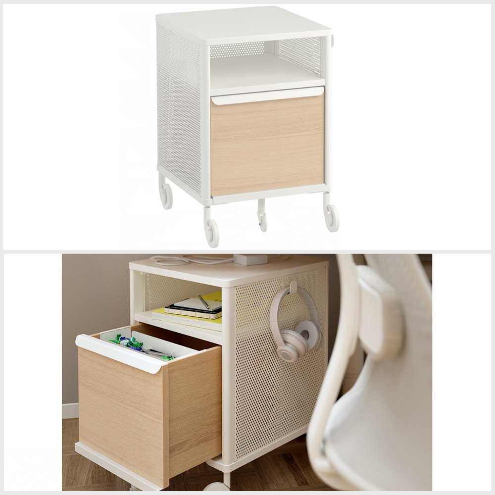 Ikea BEKANT Storage unit on castors, mesh white, 41x61 cm