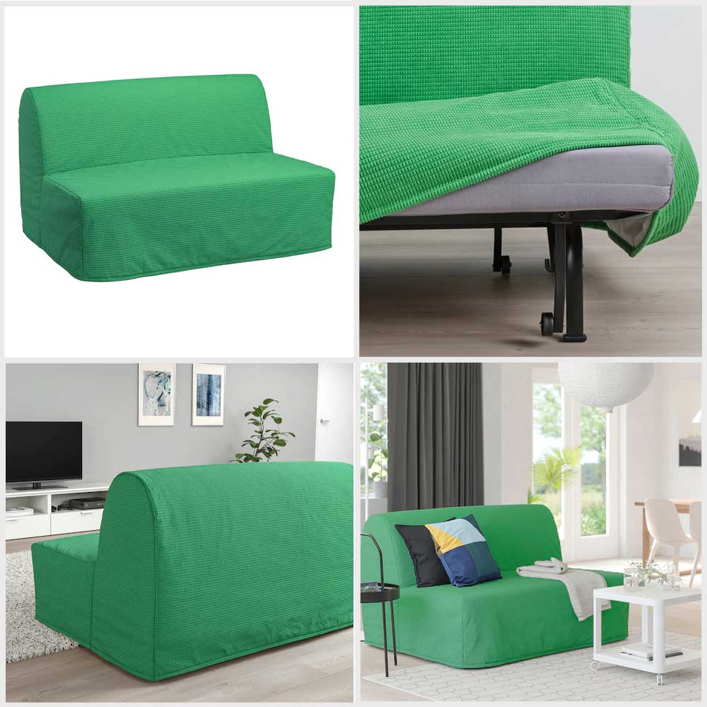 Ikea LYCKSELE LOVAS 2-seat sofa-bed Vansbro bright green