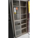Ikea BILLY Bookcase with glass-doors, grey/metallic effect 80x30x202 cm