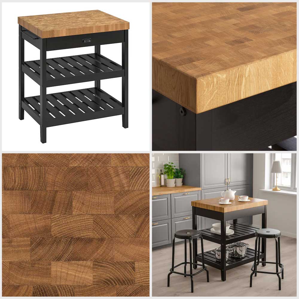 Ikea VADHOLMA Kitchen island black, oak 79x63x90 cm