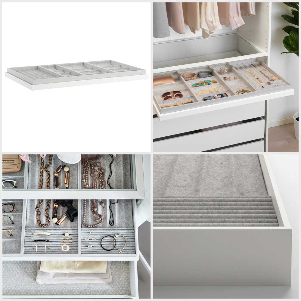 Ikea KOMPLEMENT Pull-out tray with insert, white 100x58 cm, 7.83 kg