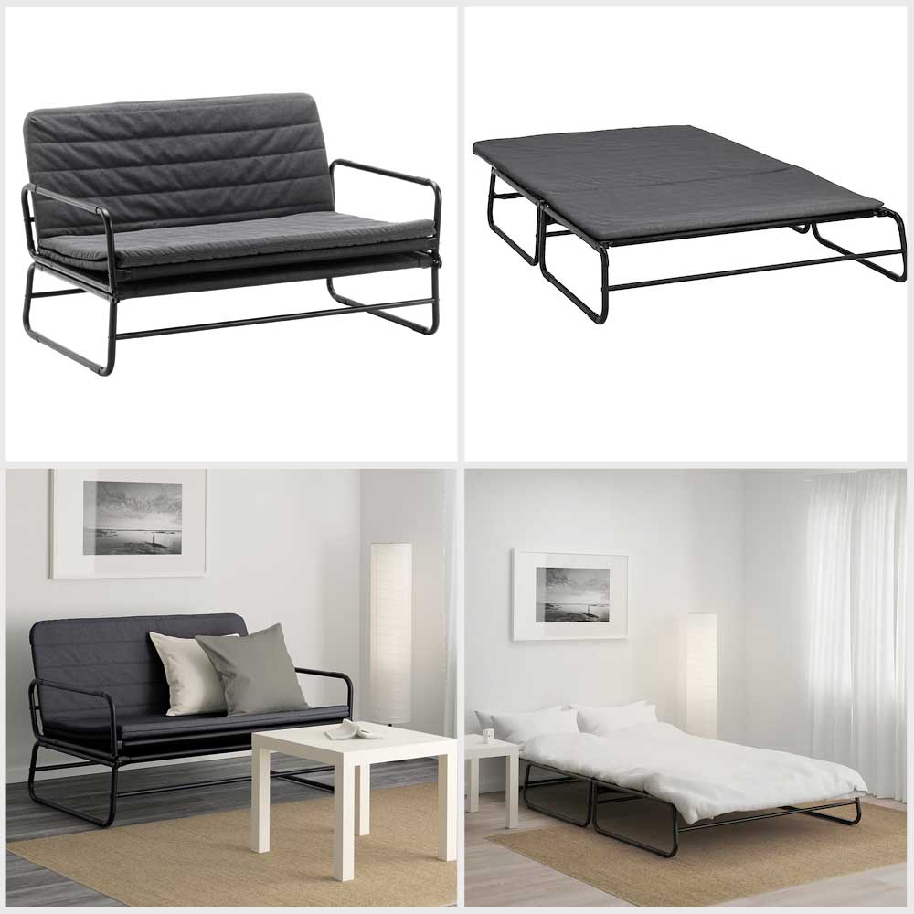 IKEA HAMMARN Sofa-bed, Knisa dark grey, black