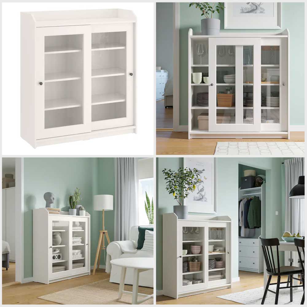 Ikea HAUGA Glass-door cabinet white 105x116 cm