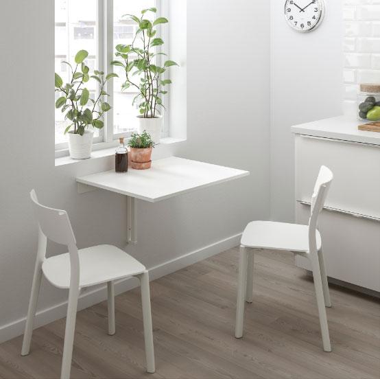 IKEA NORBERG, Wall-mounted, drop-leaf table, white