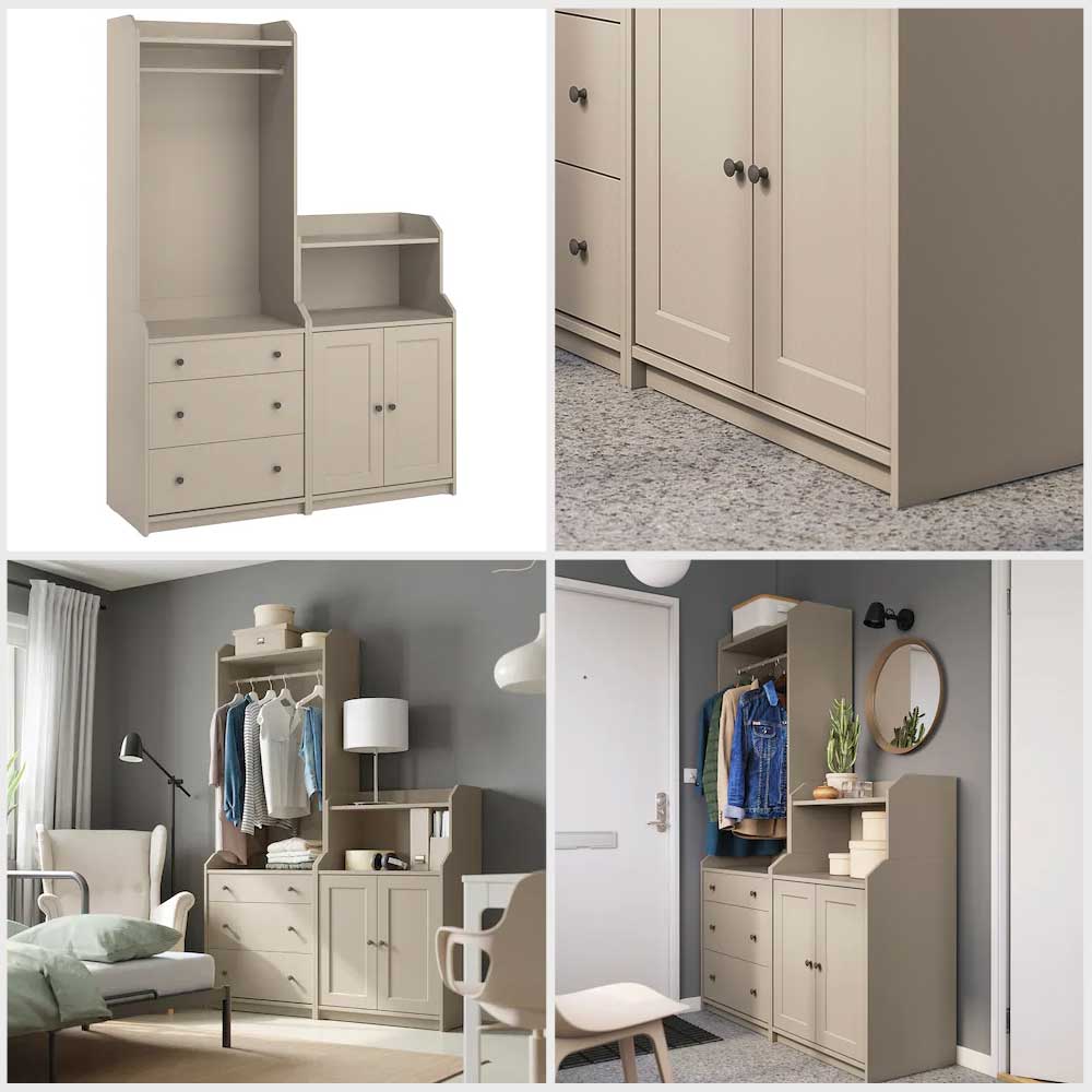 Ikea HAUGA Storage combination beige 139x46x199 cm