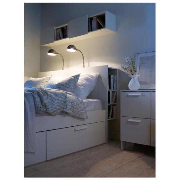 IKEA BRIMNES Headboard with storage compartment, white -180cm super king size