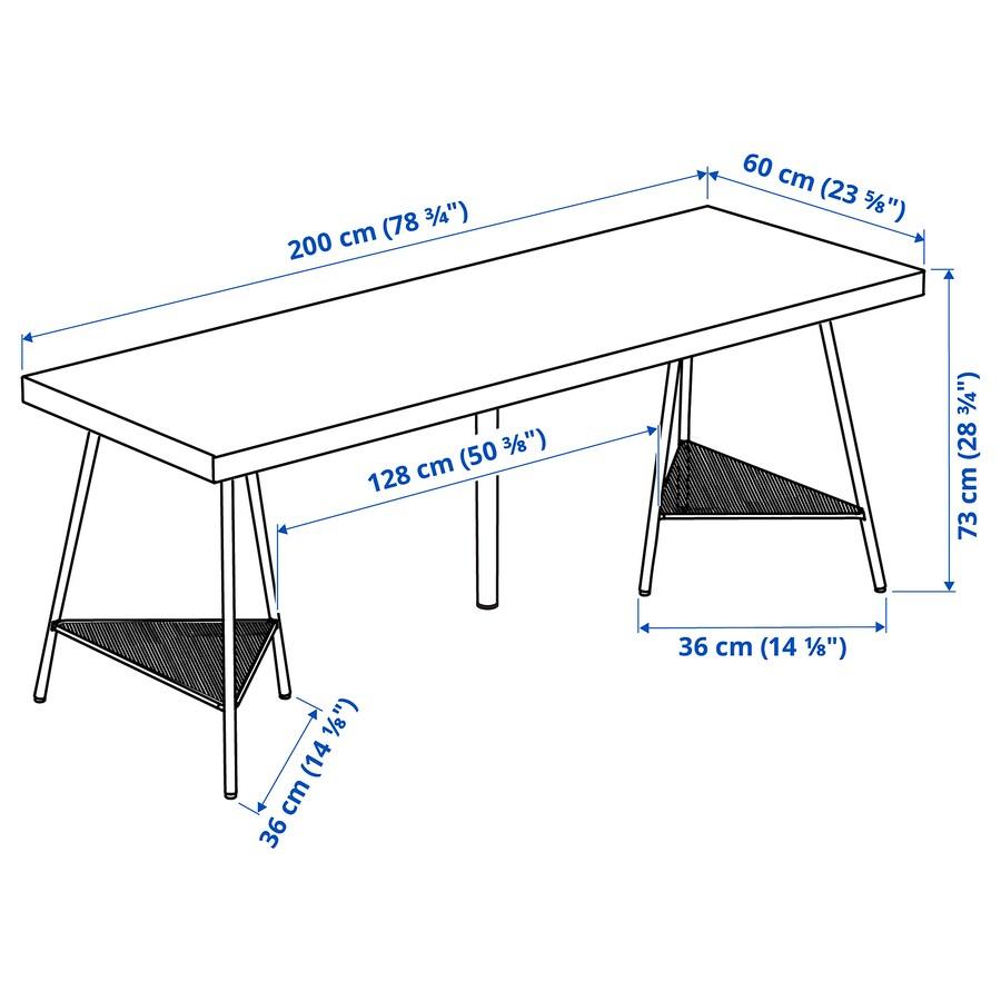 IKEA LAGKAPTEN - TILLSLAG  Desk White Stained Oak, White 200X60 cm