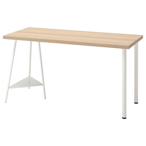 IKEA LAGKAPTEN - TILLSLAG Desk White Stained Oak Effect, White 140X60 cm