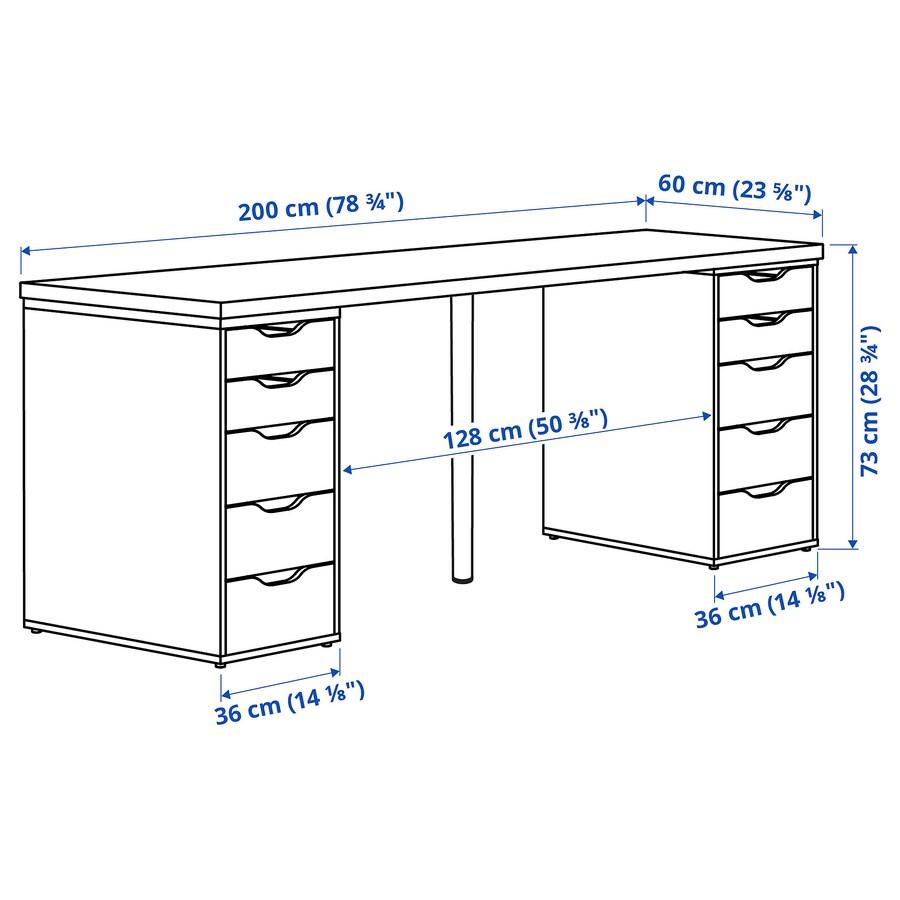 IKEA LAGKAPTEN - ALEX Desk White Stained Oak, White 200X60 cm