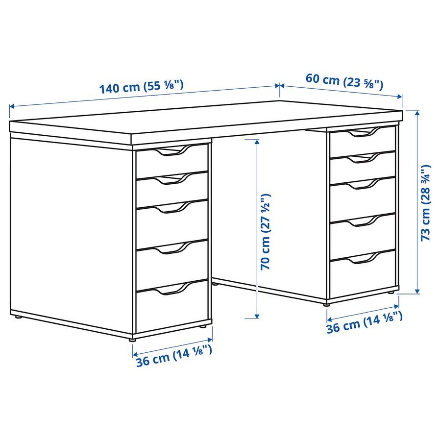 IKEA LAGKAPTEN - ALEX Desk White Stained Oak Effect-White 140X60 cm