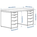 IKEA LAGKAPTEN - ALEX Desk White Stained Oak Effect-White 140X60 cm