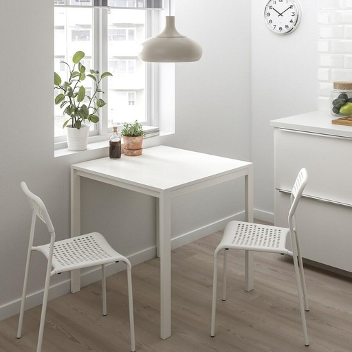 IKEA Melltorp Table and 2 Nisse Folding Chairs, White Color