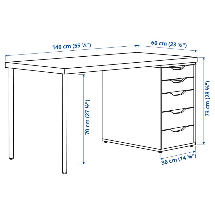 Ikea MALSKYTT - ALEX desk birch-white 140x60 cm