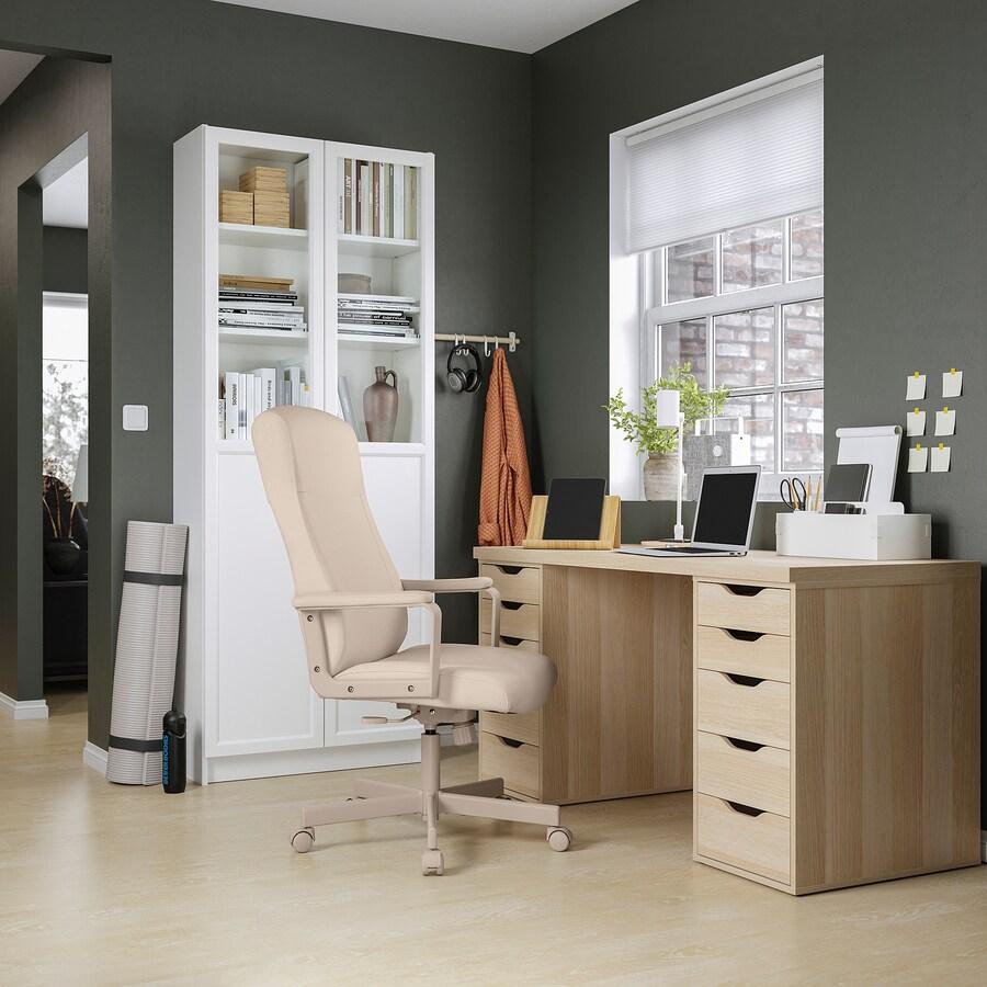 IKEA LAGKAPTEN - ALEX Desk White Stained Oak Effect 140X60 cm