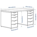 IKEA LAGKAPTEN - ALEX Desk White Stained Oak Effect 140X60 cm