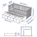 IKEA HEMNES Day-Bed Frame with 3 Drawers, White - No Mattress