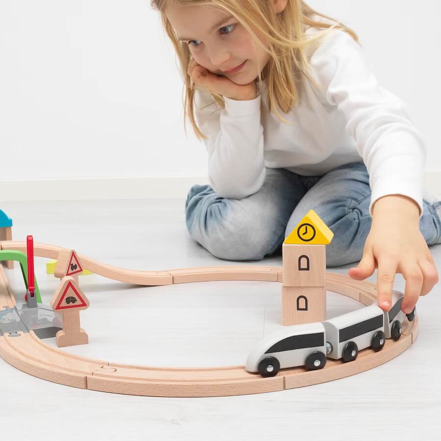 IKEA LILLABO 45-Piece Train Set with Rail