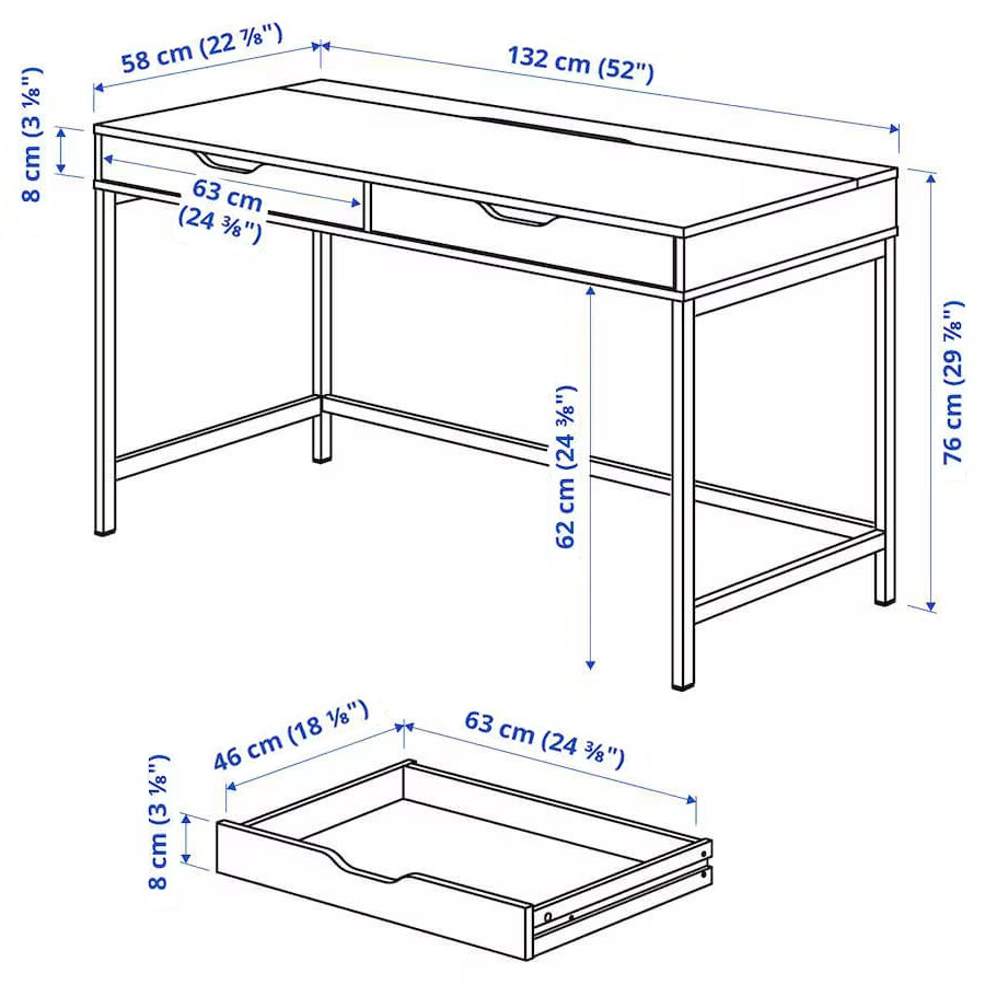 IKEA ALEX Desk 132X58cm,white