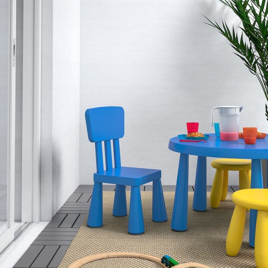 IKEA MAMMUT Children's Chair, In-Outdoor, Blue