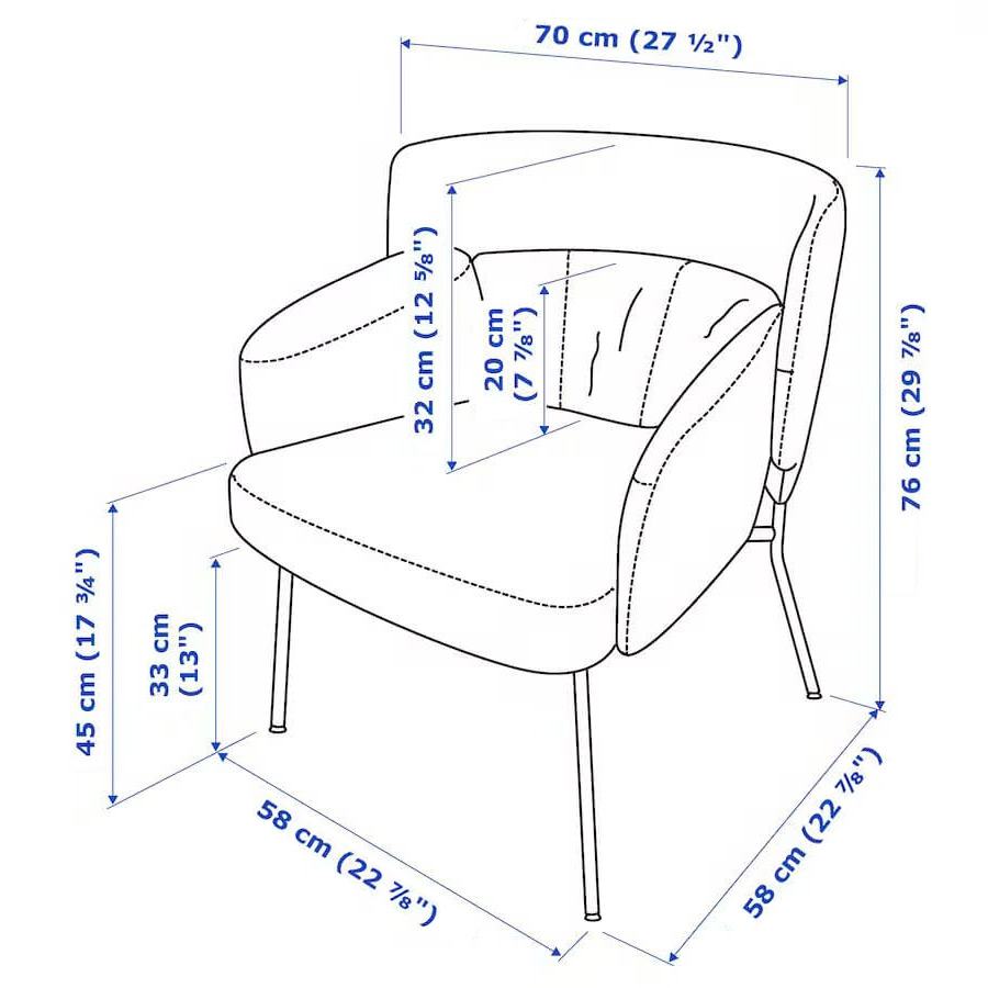 IKEA BINGSTA Armchair, Vissle Dark Grey, Kabusa Dark Grey