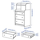 IKEA HAUGA Chest of 3 Drawers with Shelf White 70X116 cm
