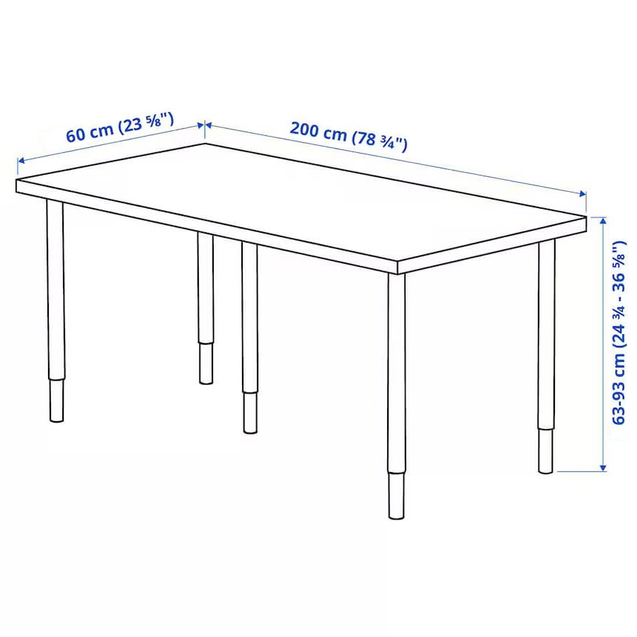 IKEA LAGKAPTEN - OLOV Desk White Stained Oak Effect, White 200X60 cm